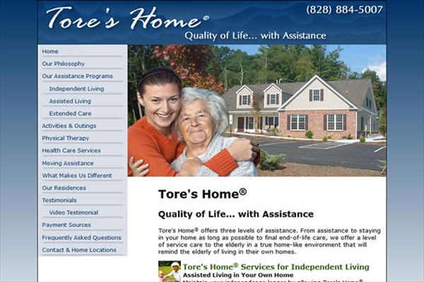 Tore's Home is an assisted living center in Brevard, NC.  - design42 New Media Web Design - Complete Solutions, On time. On budget. 828-692-7270 We Accept All Major Credit Cards, Personal Checks & PayPal
Installment Plans Available