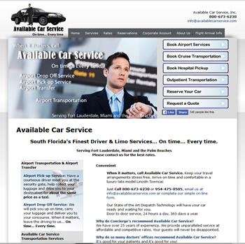 Available Car Service: Luxury Transportation Services Website - design42 New Media Web Design (828) 692-7270
