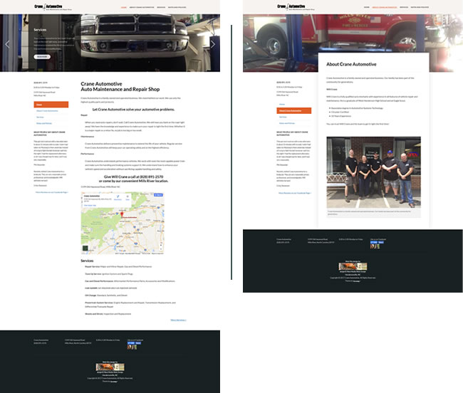 Crane Automotive - WordPress site - design42 New Media Web Design (828) 692-7270