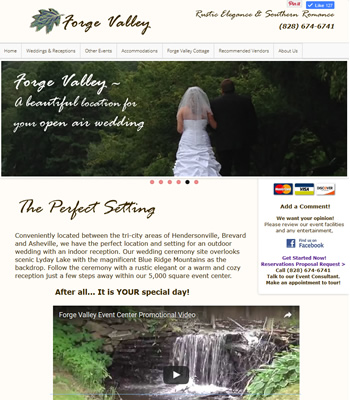 Website for Forge Valley Event Center - design42 New Media Web Design (828) 692-7270