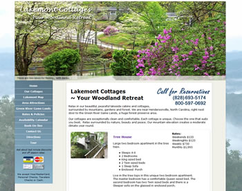 Lakemont Cottages: Cabin and Cottage Rental Website - design42 New Media Web Design (828) 692-7270