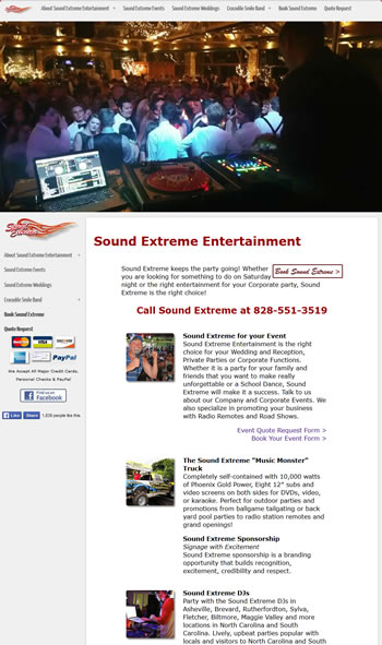 Sound Extreme Entertainment  Website - design42 New Media Web Design (828) 692-7270