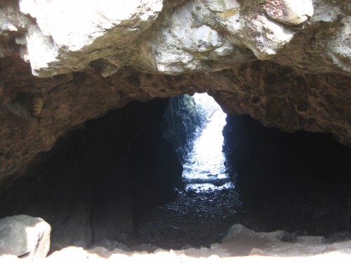 Mermaid’s Cave, a huge sea cove beneath Dunluce Castle rock