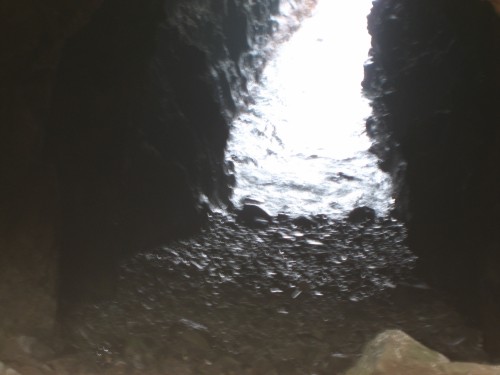 Mermaid’s Cave, a huge sea cove beneath Dunluce Castle rock